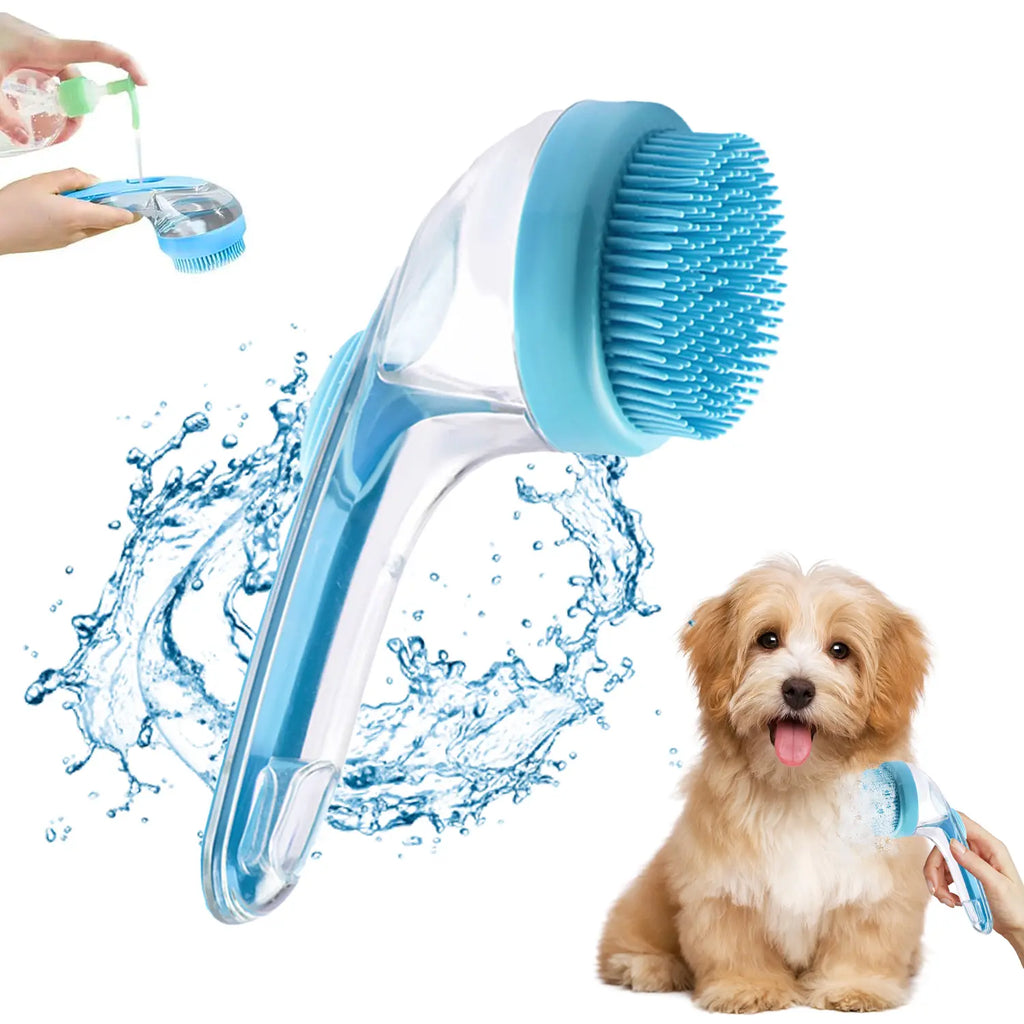 Pet Bath Brush with Shampoo Dispenser — another view