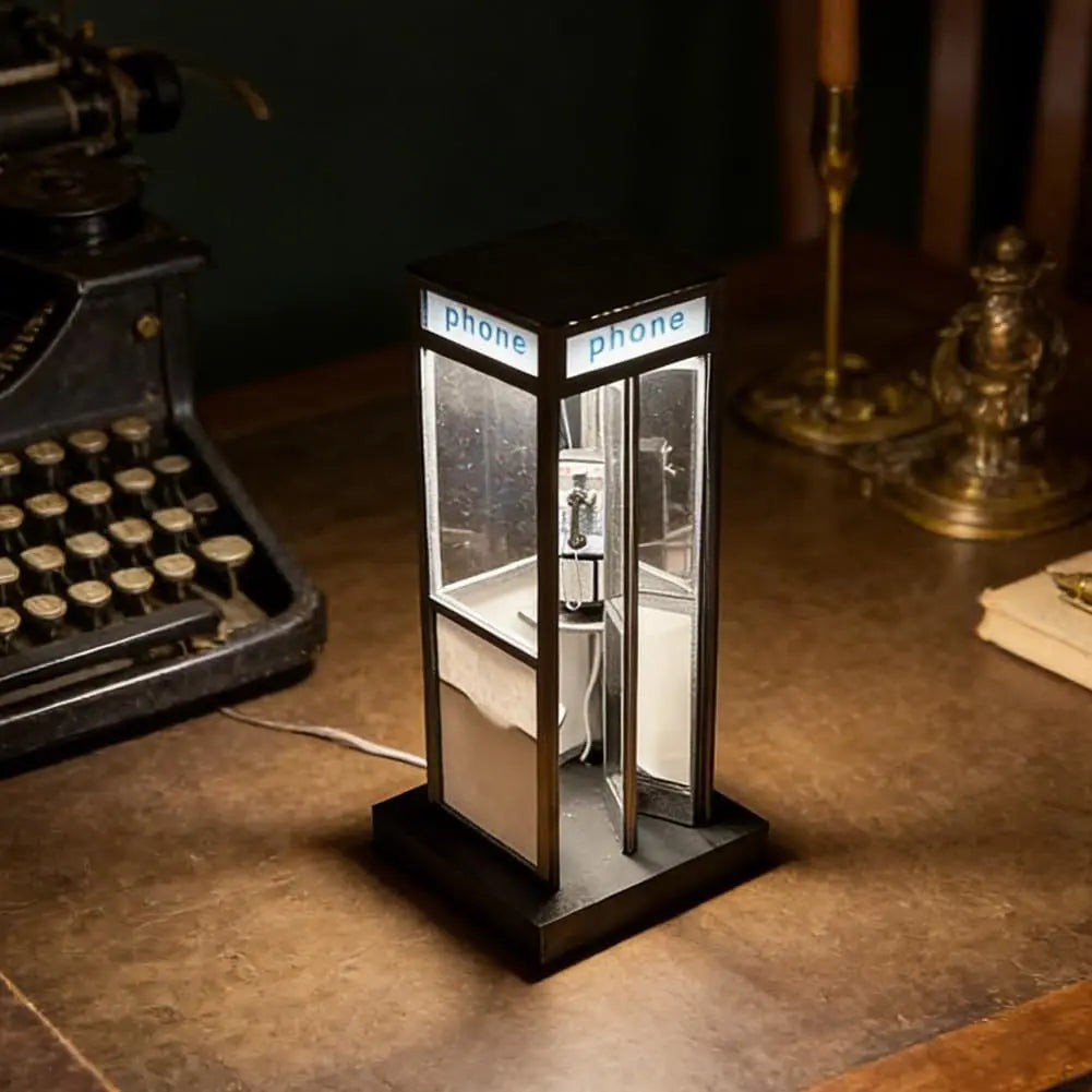 Retro Telephone Booth Decorative Lamp — full product view