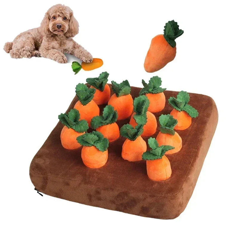 Plush Carrot Dog Snuffle Mat — another view